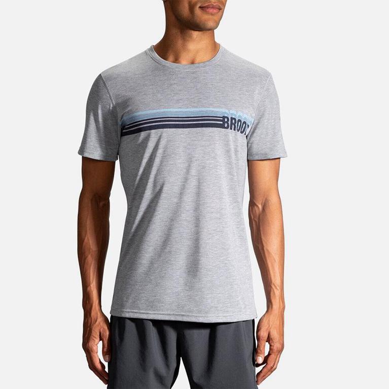 Brooks Distance Graphic Mens Short Sleeve Running Shirt - Grey - Indonesia (GCAV-71459)